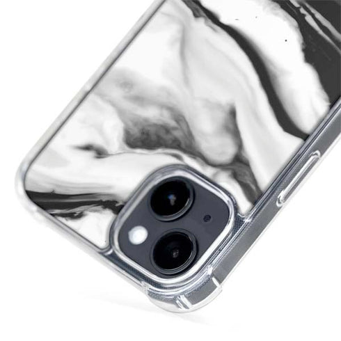 Black and White Marble Ink iPhone 15 Plus MagSafe Case