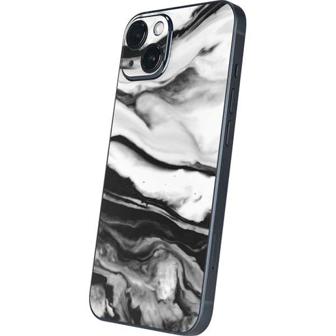 Black and White Marble Ink iPhone 15 Plus Skin