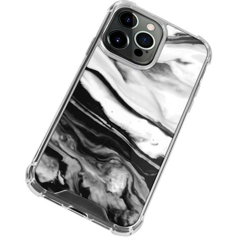 Black and White Marble Ink iPhone 15 Pro Clear Case