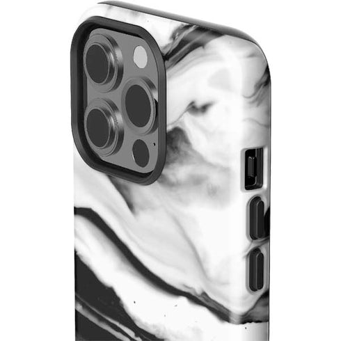 Black and White Marble Ink iPhone 15 Pro Impact Case