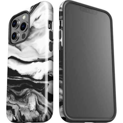 Black and White Marble Ink iPhone 15 Pro Impact Case