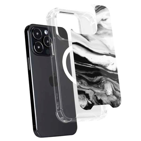 Black and White Marble Ink iPhone 14 Pro MagSafe Case