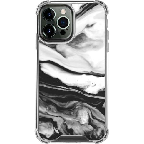 Black and White Marble Ink iPhone 14 Pro Max Clear Case
