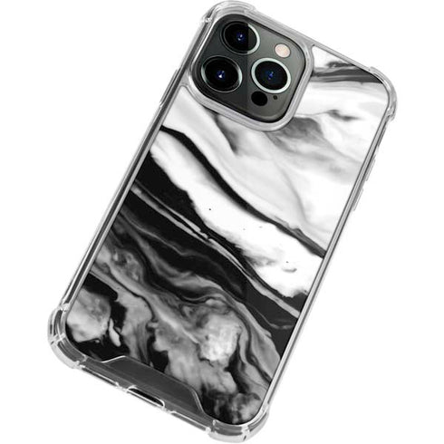 Black and White Marble Ink iPhone 14 Pro Max Clear Case