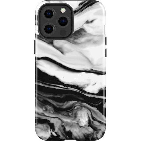 Black and White Marble Ink iPhone 15 Pro Max Impact Case