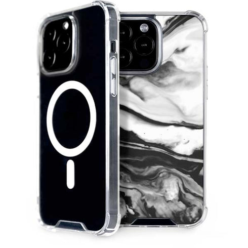 Black and White Marble Ink iPhone 15 Pro Max MagSafe Case
