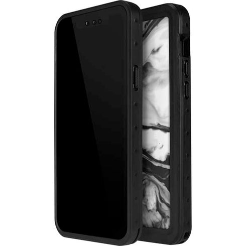 Black and White Marble Ink iPhone 14 Pro Max Waterproof Case