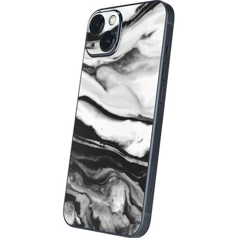 Black and White Marble Ink iPhone 14 Skin