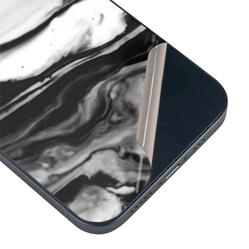 Black and White Marble Ink iPhone 14 Skin
