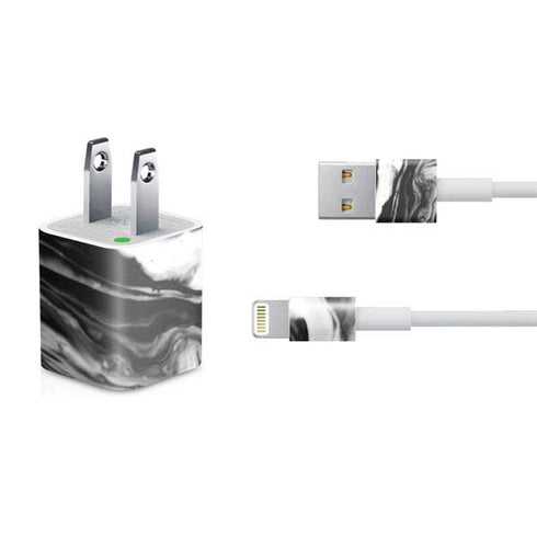 Black and White Marble Ink iPhone Charger (5W USB) Skin