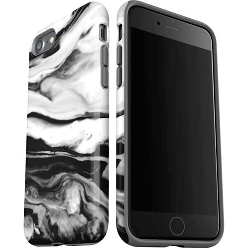 Black and White Marble Ink iPhone SE (2nd & 3rd Gen) Pro Case