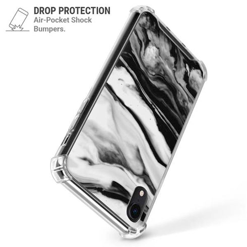 Black and White Marble Ink iPhone XR Clear Case
