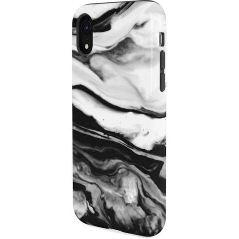 Black and White Marble Ink iPhone XR Pro Case