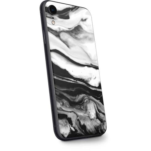 Black and White Marble Ink iPhone XR Skin