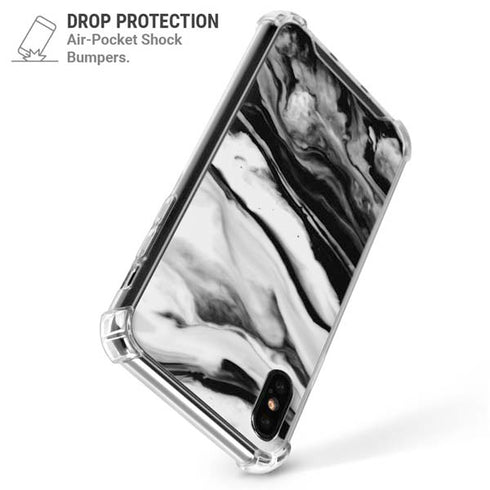 Black and White Marble Ink iPhone XS Max Clear Case