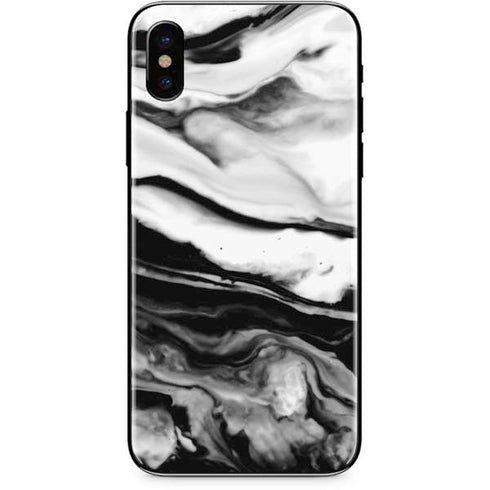 Black and White Marble Ink iPhone XS Skin