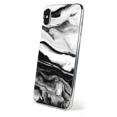 Black and White Marble Ink iPhone XS Skin