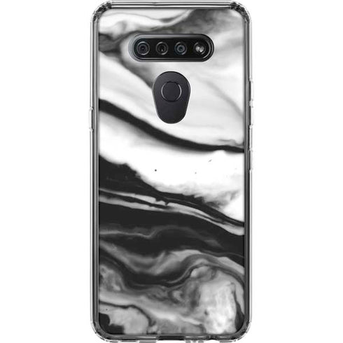 Black and White Marble Ink LG K51/Q51 Clear Case