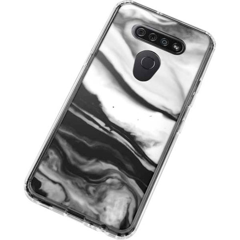 Black and White Marble Ink LG K51/Q51 Clear Case