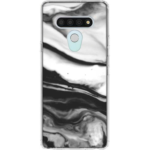 Black and White Marble Ink LG Stylo 6 Clear Case