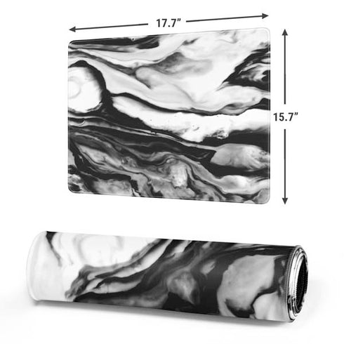 Black and White Marble Ink Gaming Mouse Pad