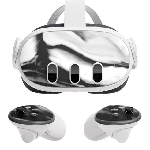 Black and White Marble Ink Meta Quest 3 Skin