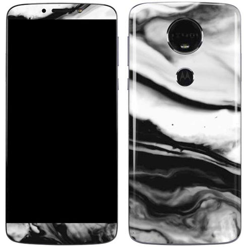 Black and White Marble Ink Moto E5 Plus Skin