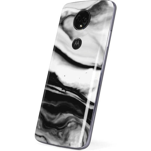 Black and White Marble Ink Moto E5 Plus Skin