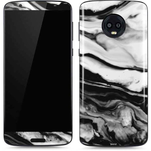 Black and White Marble Ink Moto G6 Skin