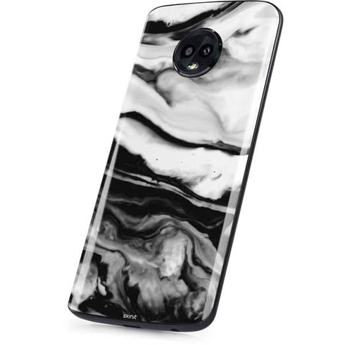 Black and White Marble Ink Moto G6 Skin