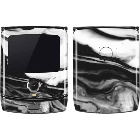 Black and White Marble Ink Motorola RAZR Skin