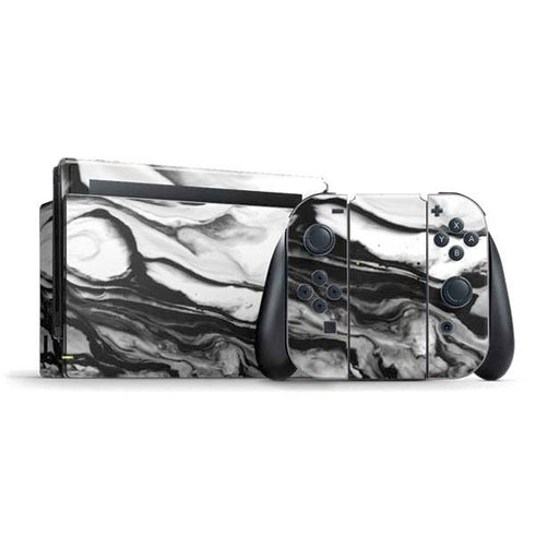 Black and White Marble Ink Nintendo Switch Bundle Skin