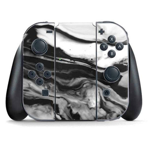 Black and White Marble Ink Nintendo Switch (2017-2021) Joy-Con Controller Skin