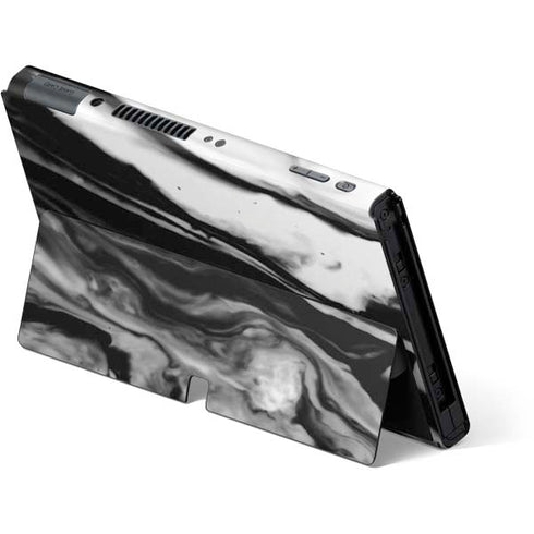 Black and White Marble Ink Nintendo Switch OLED (2021) Skin