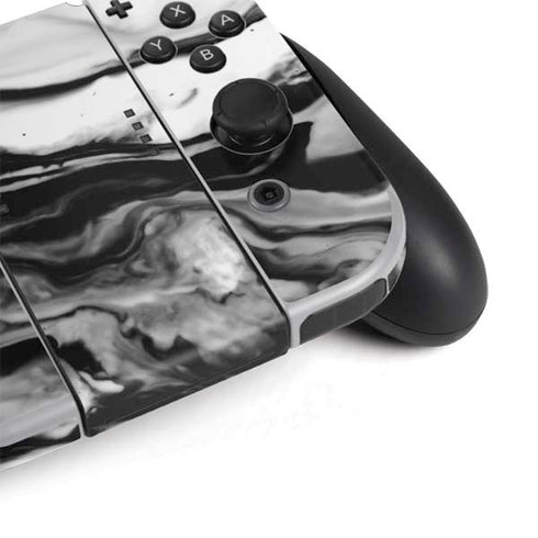 Black and White Marble Ink Nintendo Switch OLED (2021) Skin