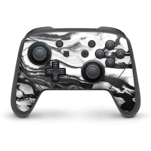 Black and White Marble Ink Nintendo Switch Pro Controller Skin