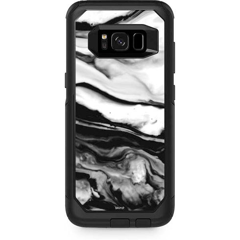 Black and White Marble Ink Otterbox Commuter Galaxy Skin