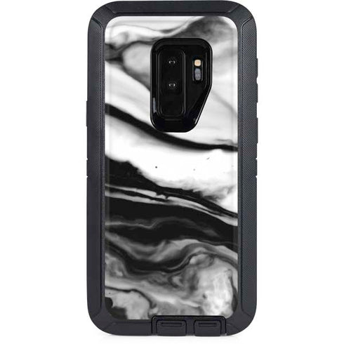 Black and White Marble Ink Otterbox Defender Galaxy Skin