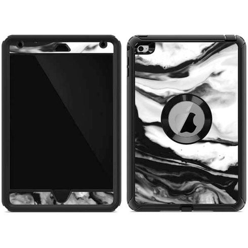 Black and White Marble Ink Otterbox Defender iPad Skin