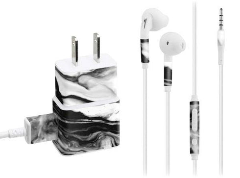 Black and White Marble Ink Phone Charger Skin