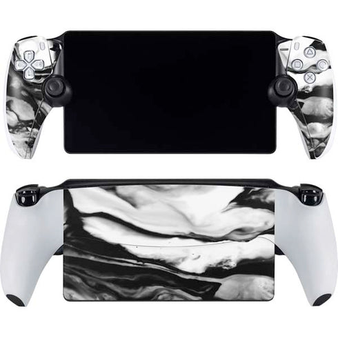 Black and White Marble Ink PlayStation Portal Remote Player Skin