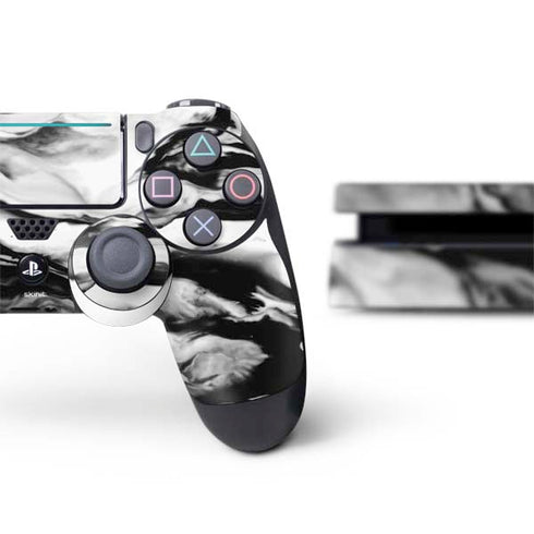 Black and White Marble Ink PS4 Slim Bundle Skin