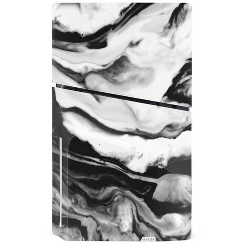 Black and White Marble Ink PS5 Slim Disk Bundle Skin