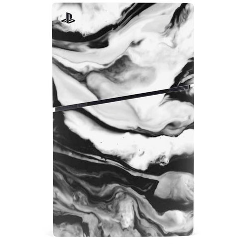 Black and White Marble Ink PS5 Slim Digital Edition Bundle Skin