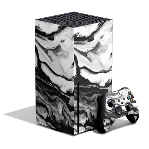 Black and White Marble Ink Xbox Series X Bundle Skin