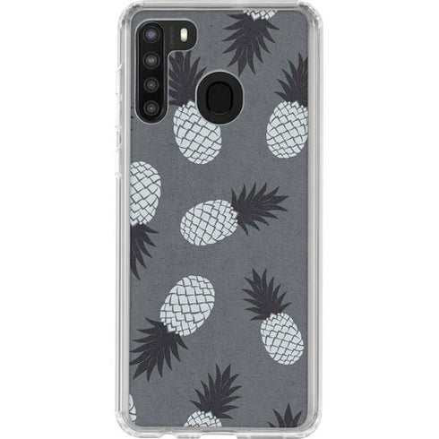 Black and White Pineapples Galaxy A21 Clear Case