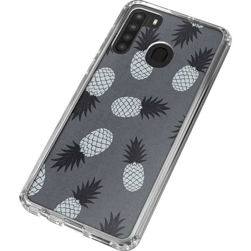 Black and White Pineapples Galaxy A21 Clear Case