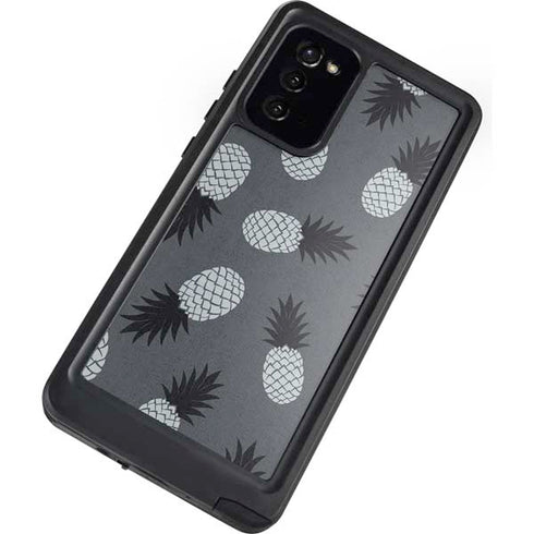 Black and White Pineapples Galaxy Note20 5G Waterproof Case