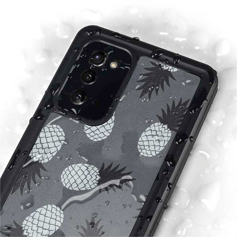 Black and White Pineapples Galaxy Note20 5G Waterproof Case