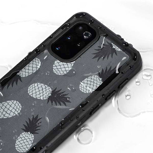 Black and White Pineapples Galaxy S20 Plus Waterproof Case